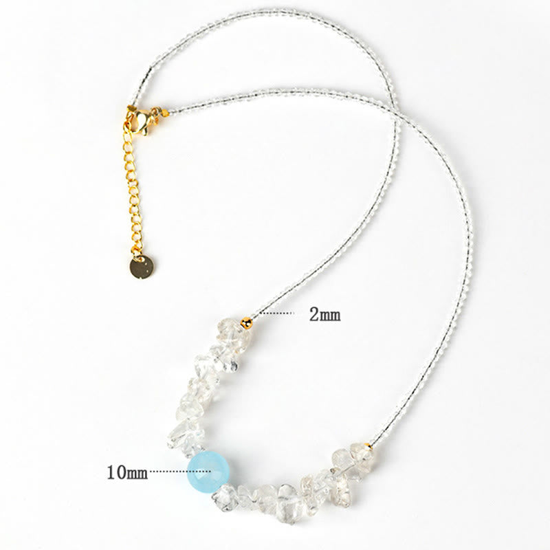 Collana con ciondolo curativo in perle di cristallo bianco acquamarina irregolare Buddha Stones - image 8