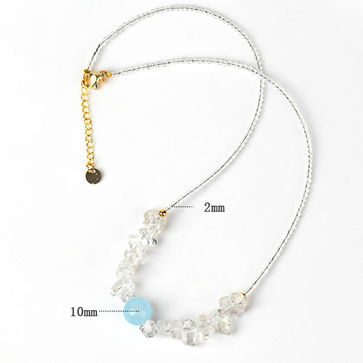 Collana con ciondolo curativo in perle di cristallo bianco acquamarina irregolare Buddha Stones - image 8