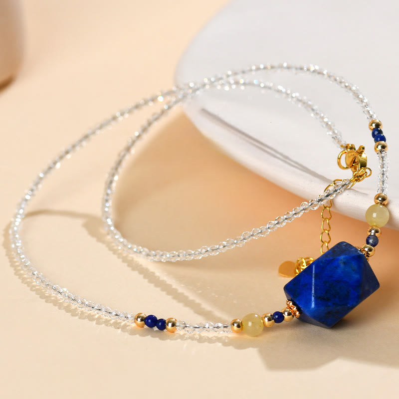 Collana con ciondolo per meditazione curativa in cristallo bianco, lapislazzuli e Buddha Stones - image 7