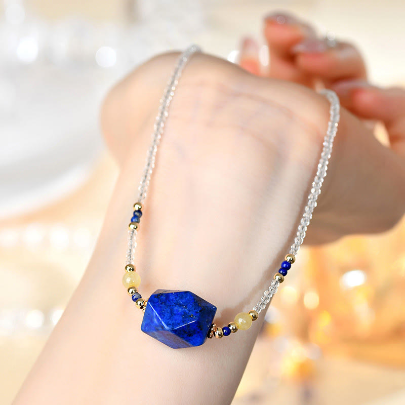 Collana con ciondolo per meditazione curativa in cristallo bianco, lapislazzuli e Buddha Stones - image 3