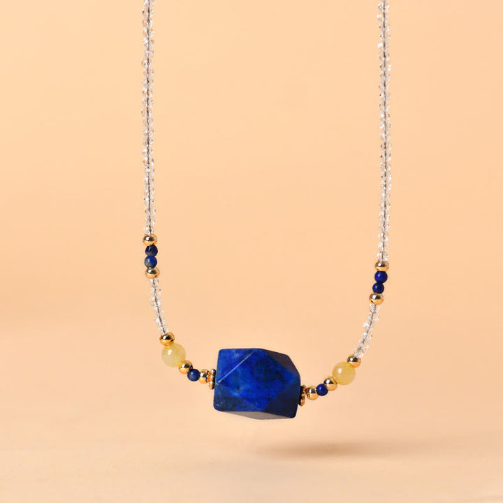 Collana con ciondolo per meditazione curativa in cristallo bianco, lapislazzuli e Buddha Stones - image 1