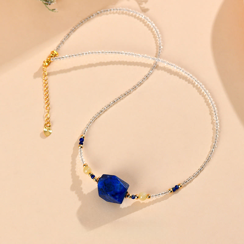 Collana con ciondolo per meditazione curativa in cristallo bianco, lapislazzuli e Buddha Stones - image 2