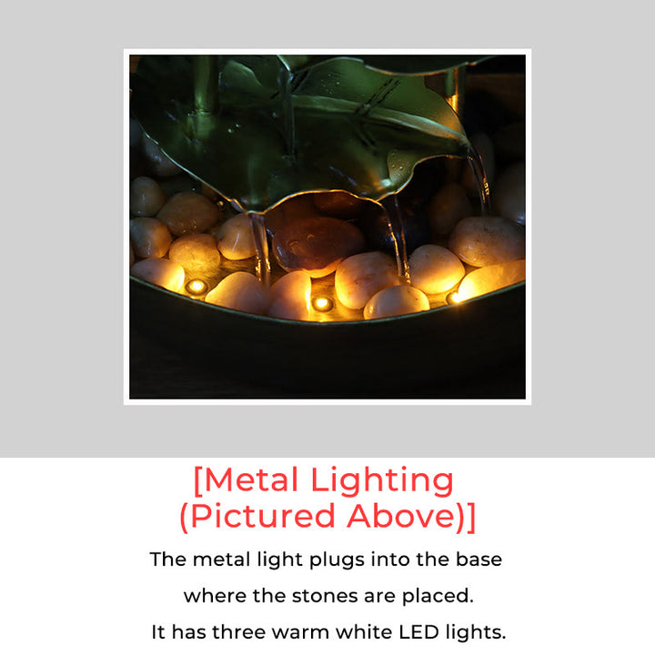 Ornamenti da tavolo per fontana a cascata a forma di foglia di loto con Buddha Stones e luce LED, decorazione per ufficio e scrivania - image 25