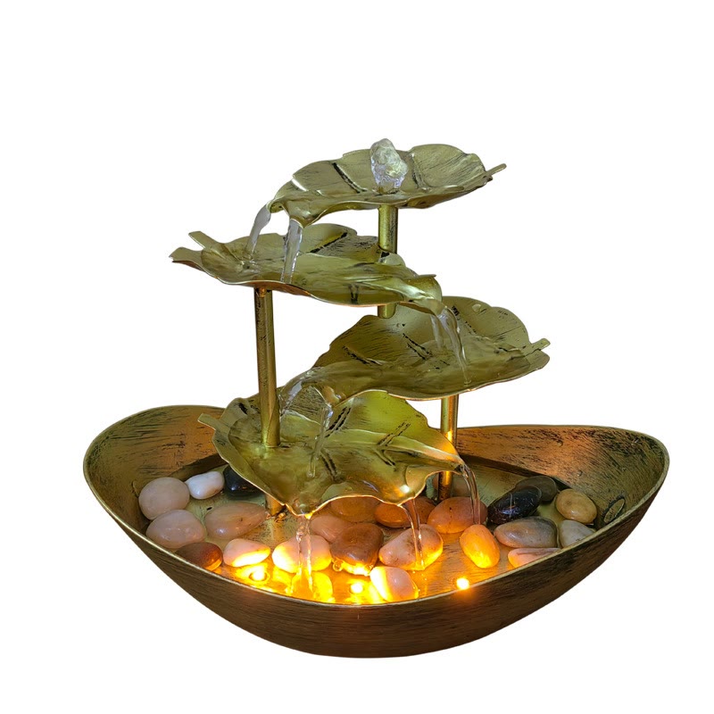 Ornamenti da tavolo per fontana a cascata a forma di foglia di loto con Buddha Stones e luce LED, decorazione per ufficio e scrivania - image 29