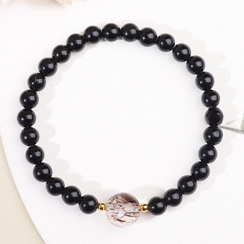 Braccialetto di perle di coraggio in ossidiana nera con occhio di tigre e Buddha Stones - image 8