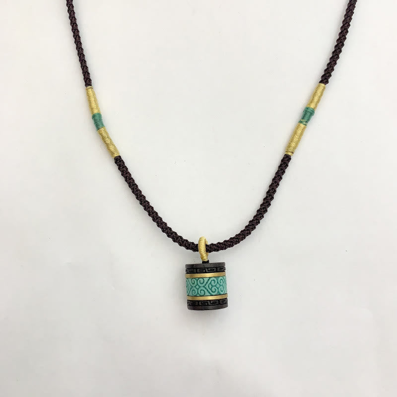 Collana con ciondolo della pace in legno di ebano e turchese Buddha Stones - image 4