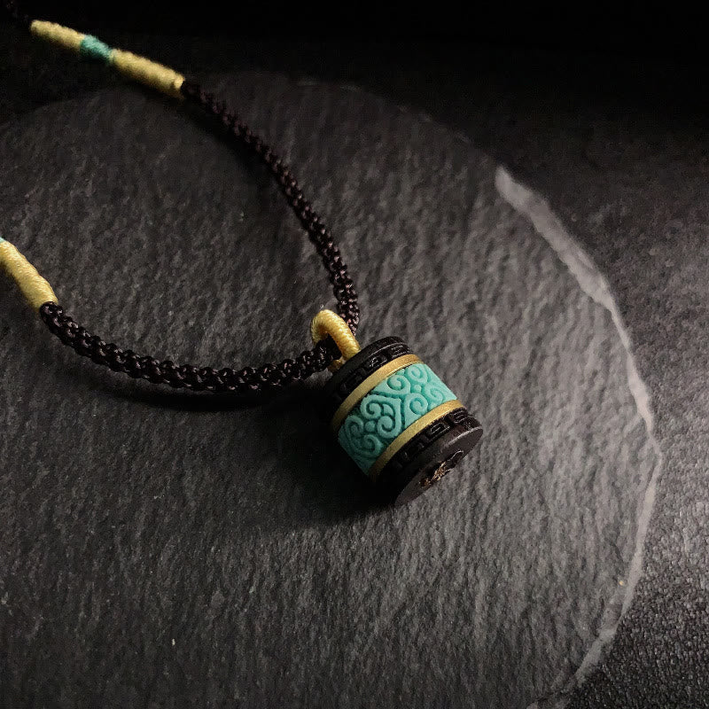Collana con ciondolo della pace in legno di ebano e turchese Buddha Stones - Legno di ebano - image 1