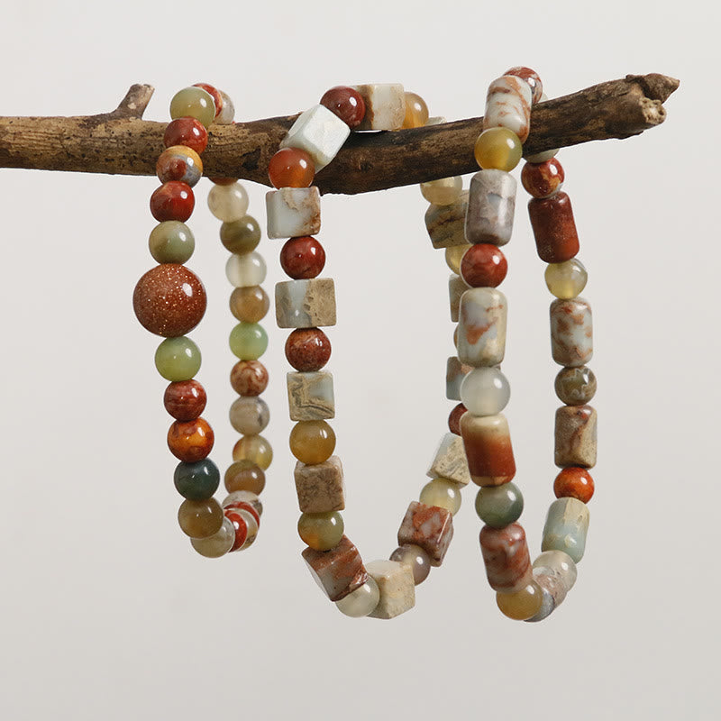 Braccialetto di protezione in pietra naturale Buddha Stones Sea Sediment Jasper Agate