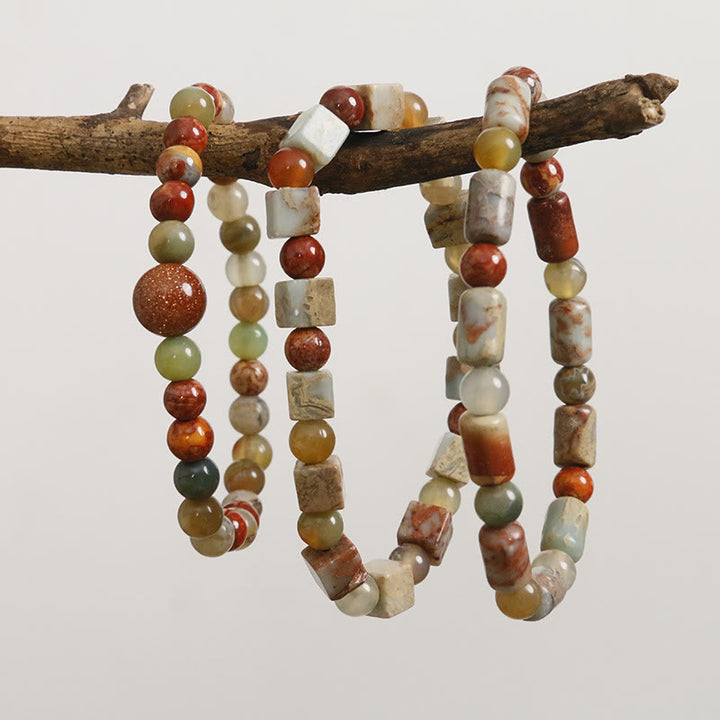 Braccialetto di protezione in pietra naturale Buddha Stones Sea Sediment Jasper Agate