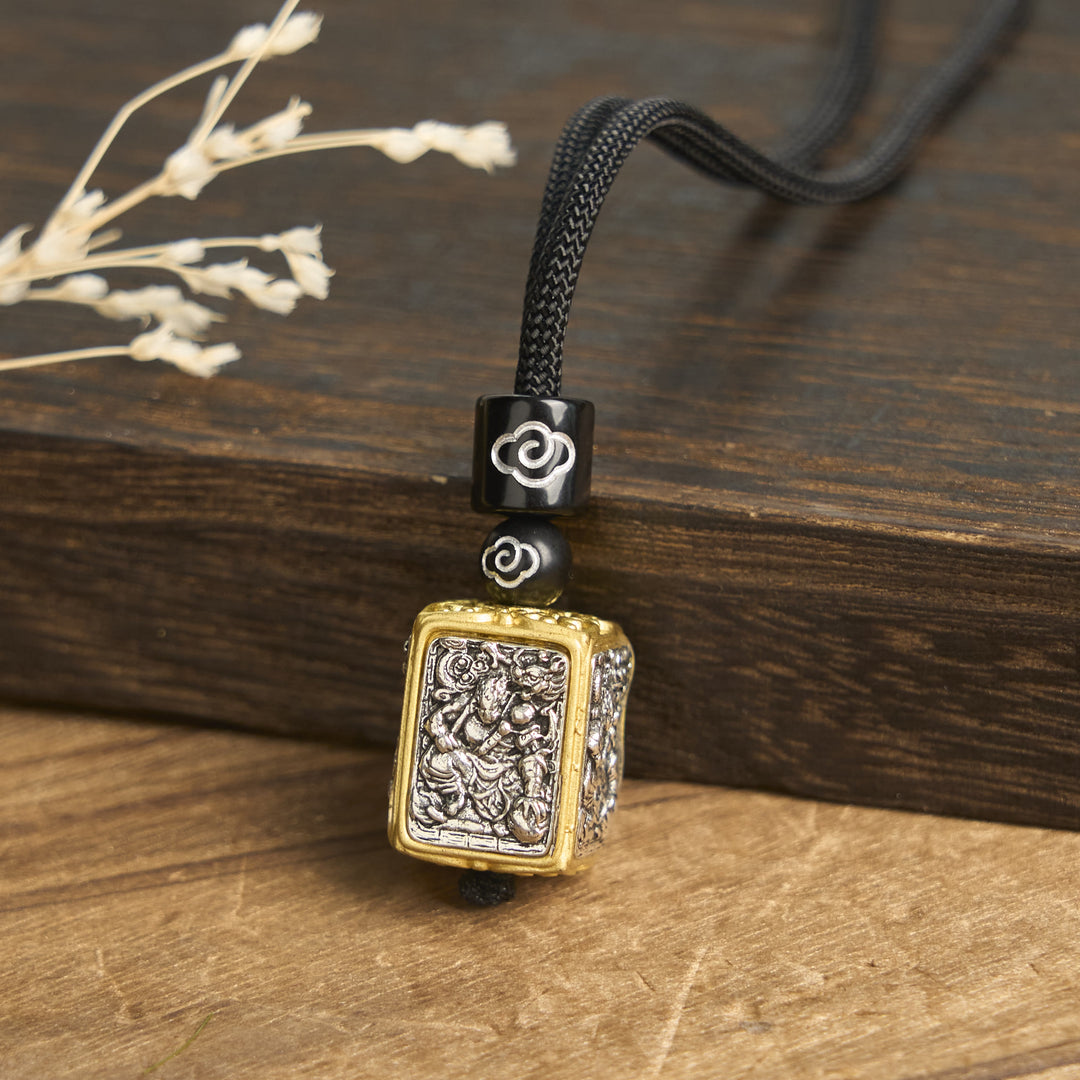 Collana con ciondolo quadrato in corda di protezione della dea della ricchezza, Buddha Stones Zakiram - Bestia mitica - image 7