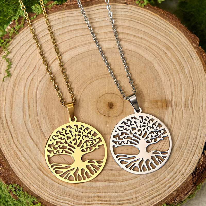 Collana con ciondolo in acciaio al titanio e Buddha Stones, l'albero della vita, per l'illuminazione - image 11