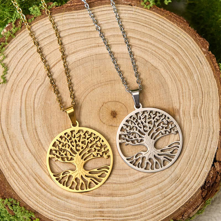 Collana con ciondolo in acciaio al titanio e Buddha Stones, l'albero della vita, per l'illuminazione - image 10
