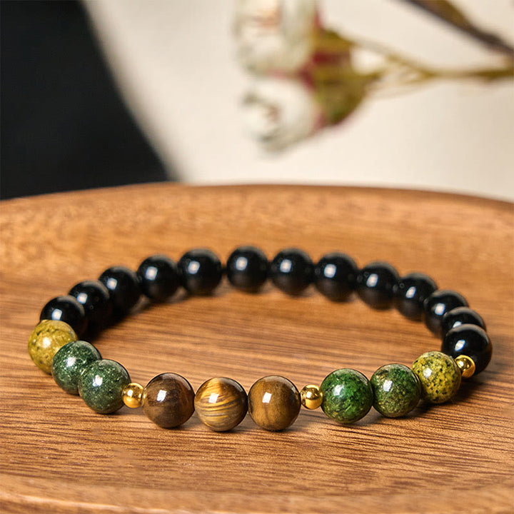 Bracciale Buddha Stones, turchese, perle di occhio di tigre, vetro, equilibrio, serenità - image 2