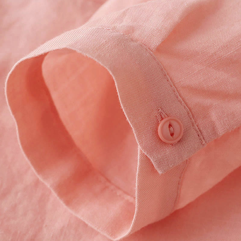 Camicia casual da donna in cotone e lino con scollo a V e maniche a tre quarti, motivo Buddha Stones - image 16