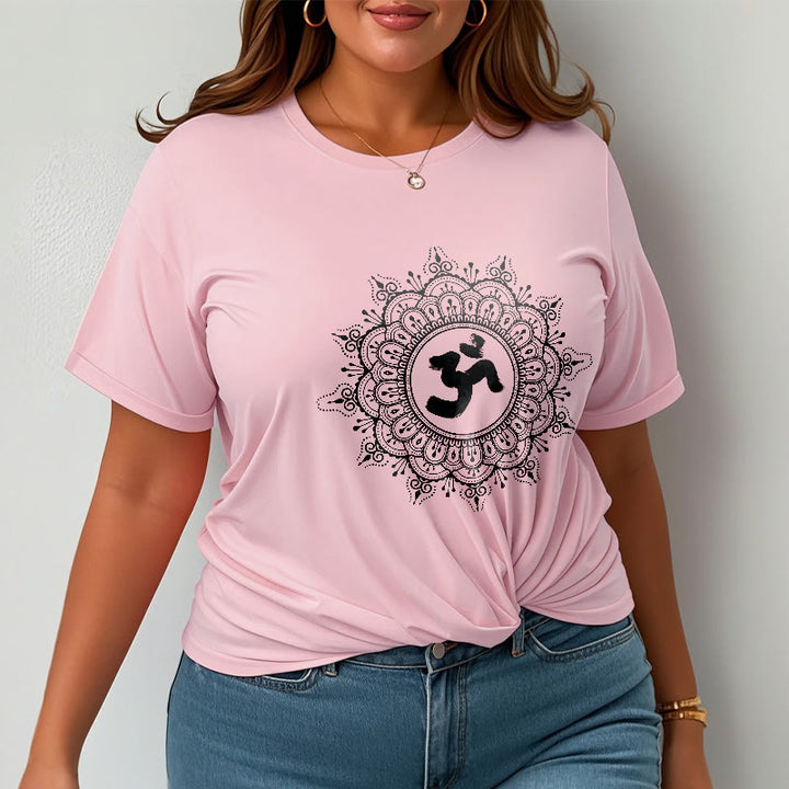 Maglietta in cotone con motivo a mandala con Buddha Stones e simbolo Om - image 14