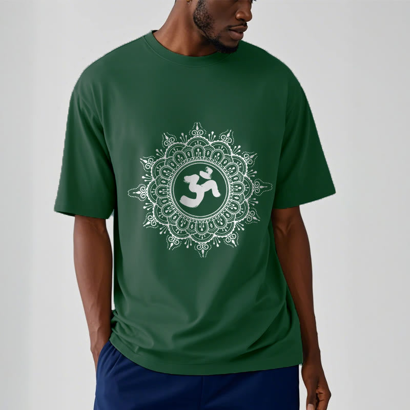 Maglietta in cotone con motivo a mandala con Buddha Stones e simbolo Om - image 2