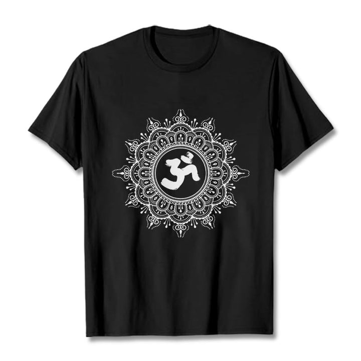 Maglietta in cotone con motivo a mandala con Buddha Stones e simbolo Om - Nero - 2XL - image 4