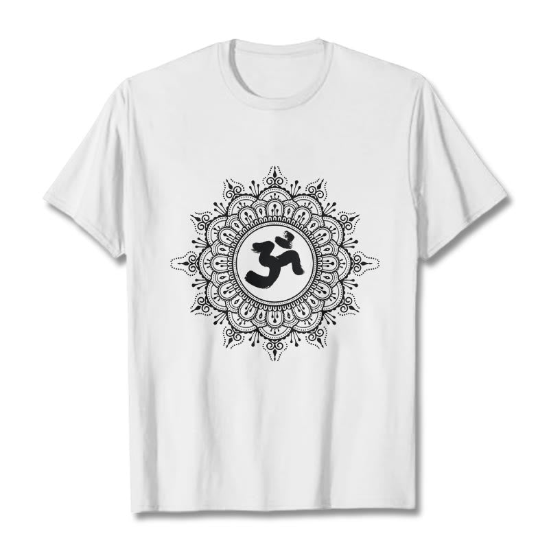 Maglietta in cotone con motivo a mandala con Buddha Stones e simbolo Om - Bianco - 2XL - image 8