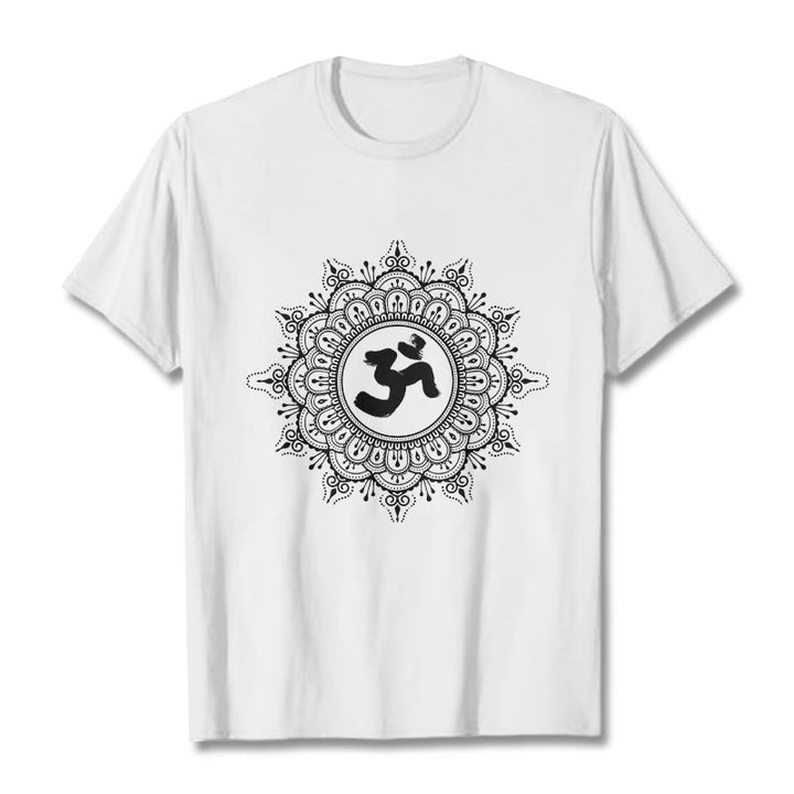 Maglietta in cotone con motivo a mandala con Buddha Stones e simbolo Om - Bianco - 2XL - image 8