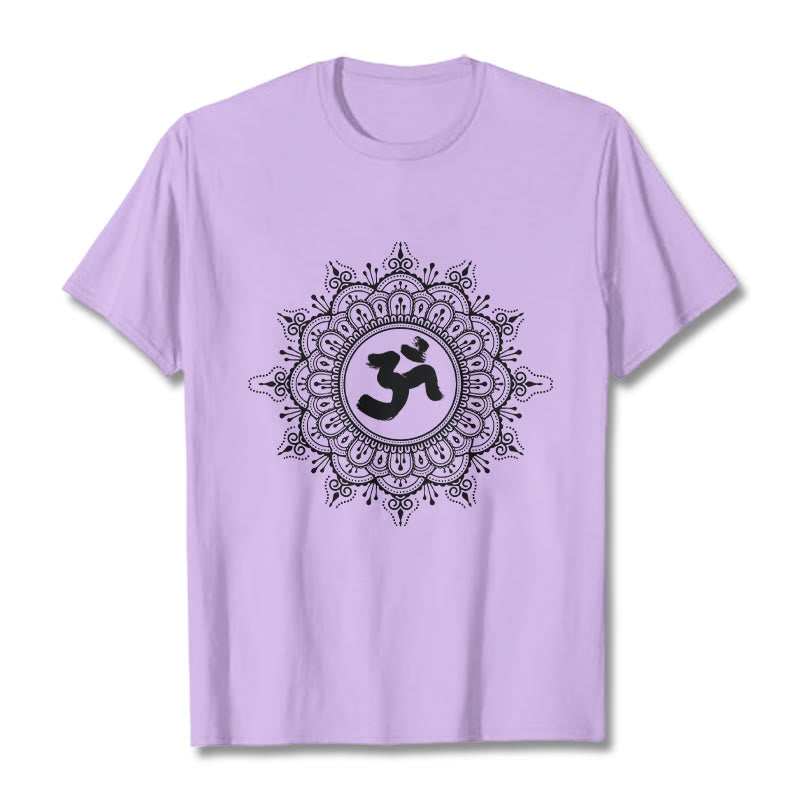 Maglietta in cotone con motivo a mandala con Buddha Stones e simbolo Om - Prugna - 2XL - image 17