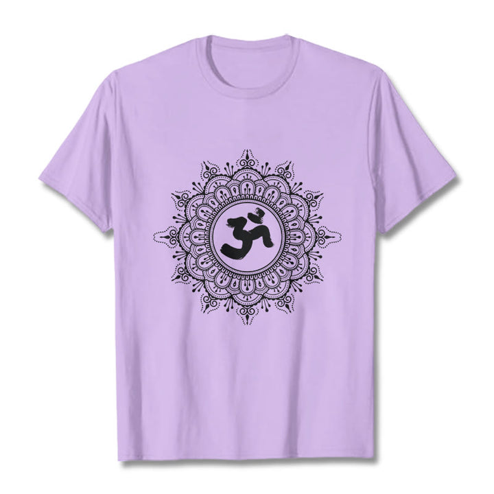 Maglietta in cotone con motivo a mandala con Buddha Stones e simbolo Om - Prugna - 2XL - image 17