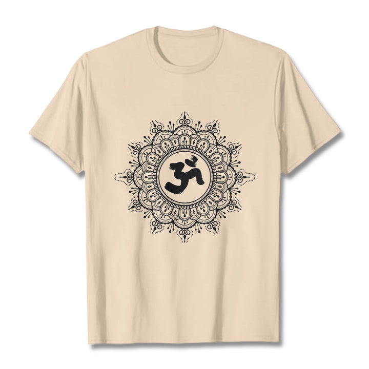Maglietta in cotone con motivo a mandala con Buddha Stones e simbolo Om - Biscotto - 2XL - image 11