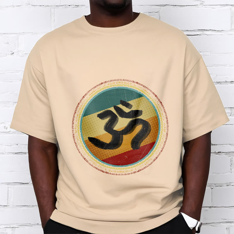 Maglietta in cotone con motivo mandala circolare semplice e colorato Buddha Stones e simbolo Om - image 10