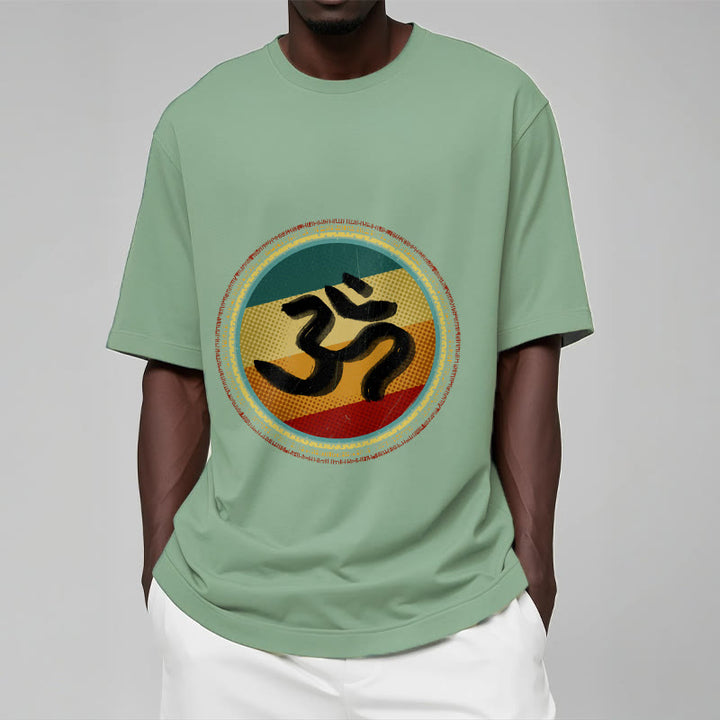 Maglietta in cotone con motivo mandala circolare semplice e colorato Buddha Stones e simbolo Om - image 16
