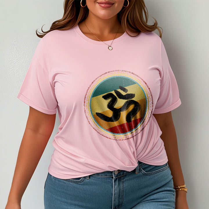 Maglietta in cotone con motivo mandala circolare semplice e colorato Buddha Stones e simbolo Om - image 14