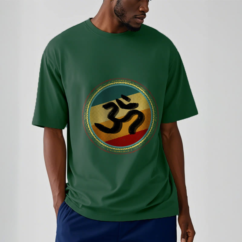 Maglietta in cotone con motivo mandala circolare semplice e colorato Buddha Stones e simbolo Om - image 12
