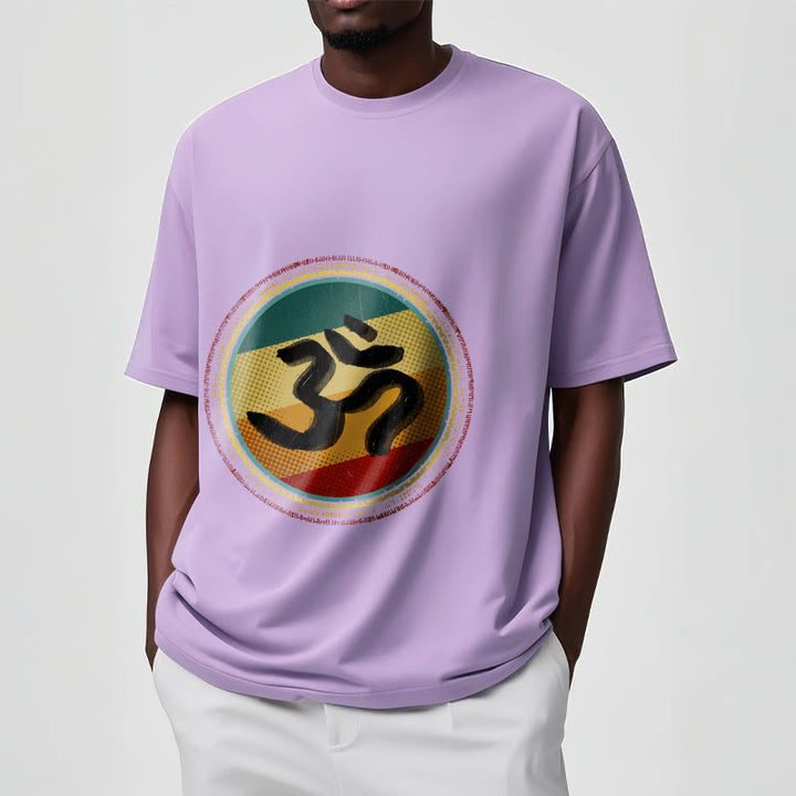 Maglietta in cotone con motivo mandala circolare semplice e colorato Buddha Stones e simbolo Om - image 18