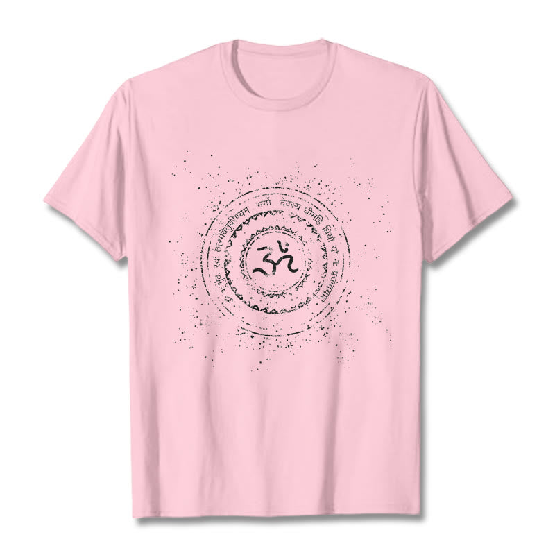 Maglietta in cotone con motivo mandala con Buddha Stones e simbolo Om e mantra - Rosa chiaro - 2XL - image 13