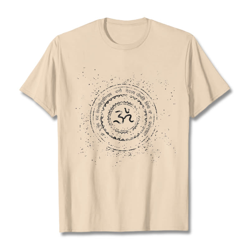 Maglietta in cotone con motivo mandala con Buddha Stones e simbolo Om e mantra - Biscotto - 2XL - image 8