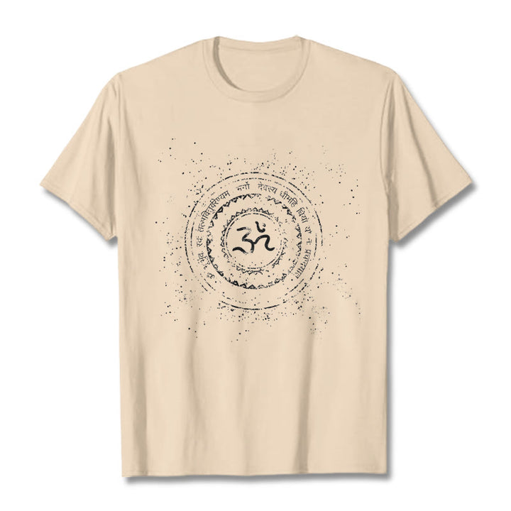 Maglietta in cotone con motivo mandala con Buddha Stones e simbolo Om e mantra - Biscotto - 2XL - image 8