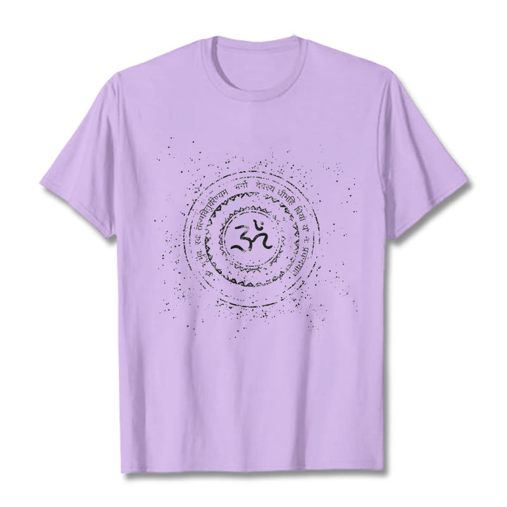 Maglietta in cotone con motivo mandala con Buddha Stones e simbolo Om e mantra - Prugna - 2XL - image 17