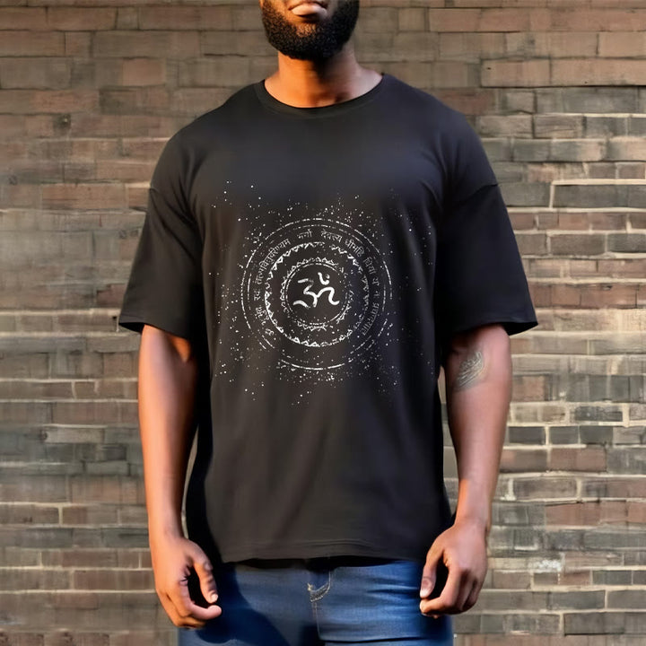 Maglietta in cotone con motivo mandala con Buddha Stones e simbolo Om e mantra - image 7