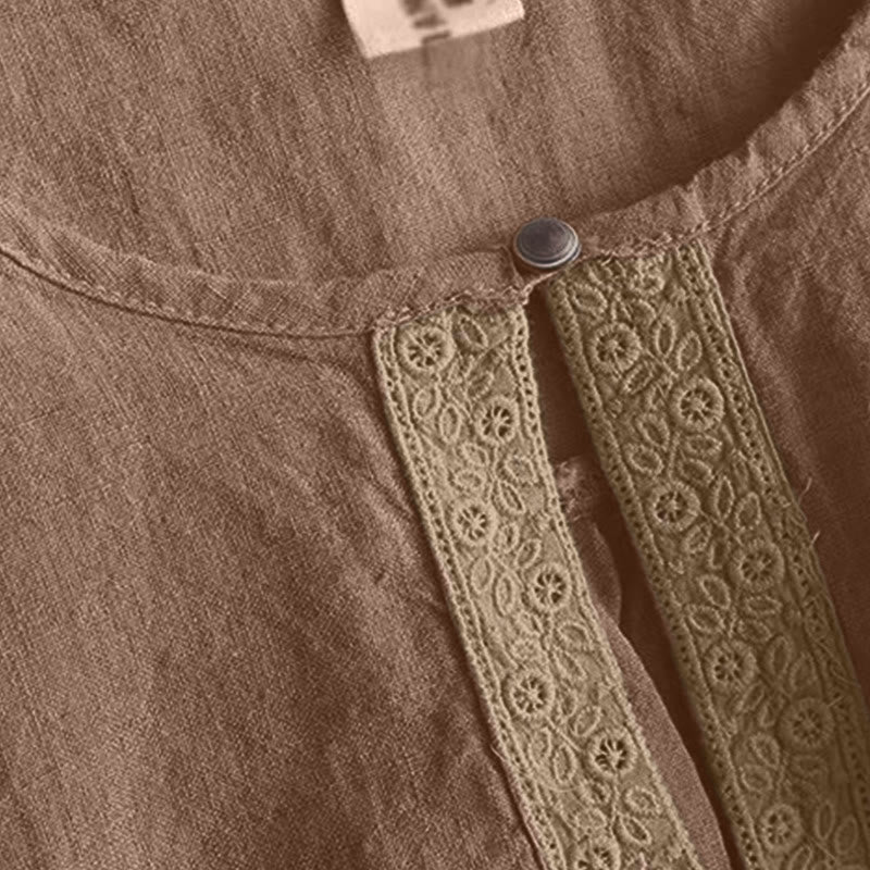 Camicia casual da donna con scollo rotondo e maniche a tre quarti, motivo Buddha Stones - image 8