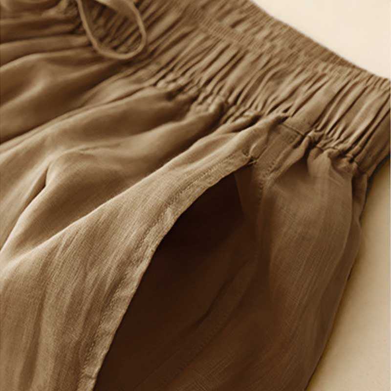 Pantaloni da donna corti con tasche, larghi e casual, a doppio strato, lunghezza 7-8, Buddha Stones - image 2