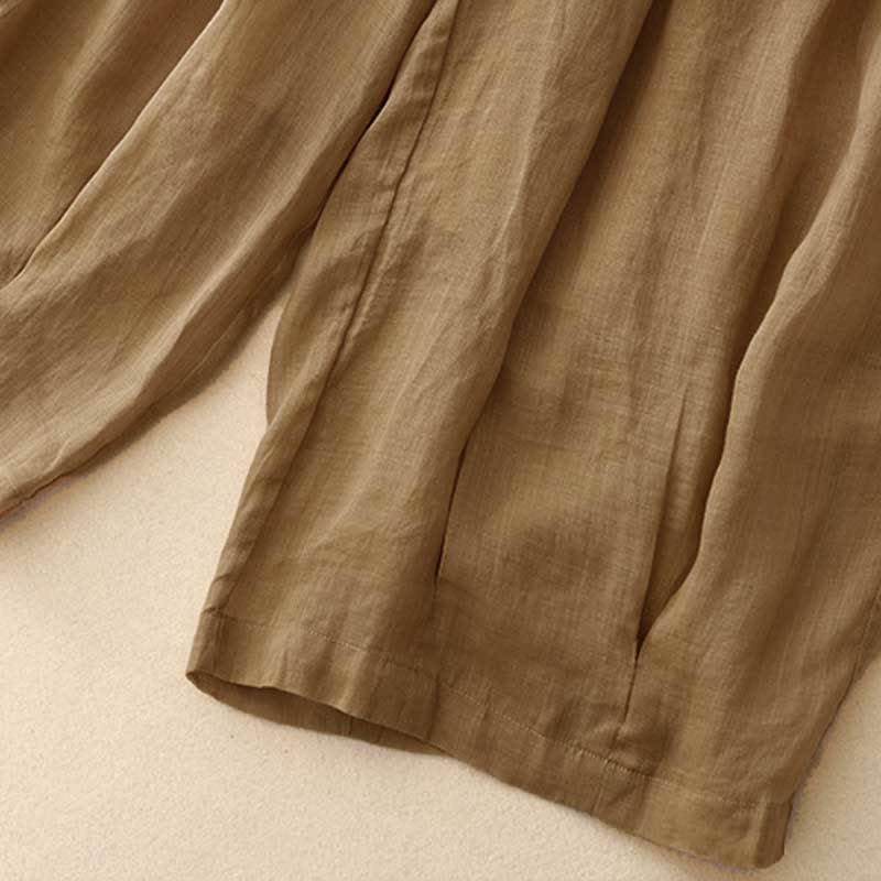 Pantaloni da donna corti con tasche, larghi e casual, a doppio strato, lunghezza 7-8, Buddha Stones - image 1