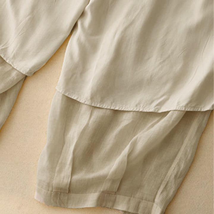 Pantaloni da donna corti con tasche, larghi e casual, a doppio strato, lunghezza 7-8, Buddha Stones - image 24