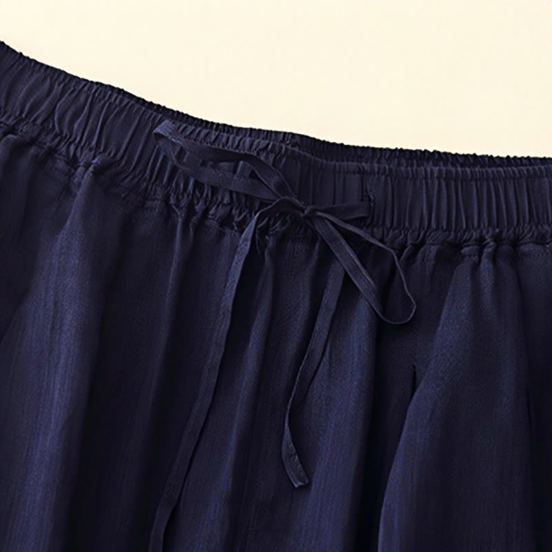 Pantaloni da donna corti con tasche, larghi e casual, a doppio strato, lunghezza 7-8, Buddha Stones - image 7