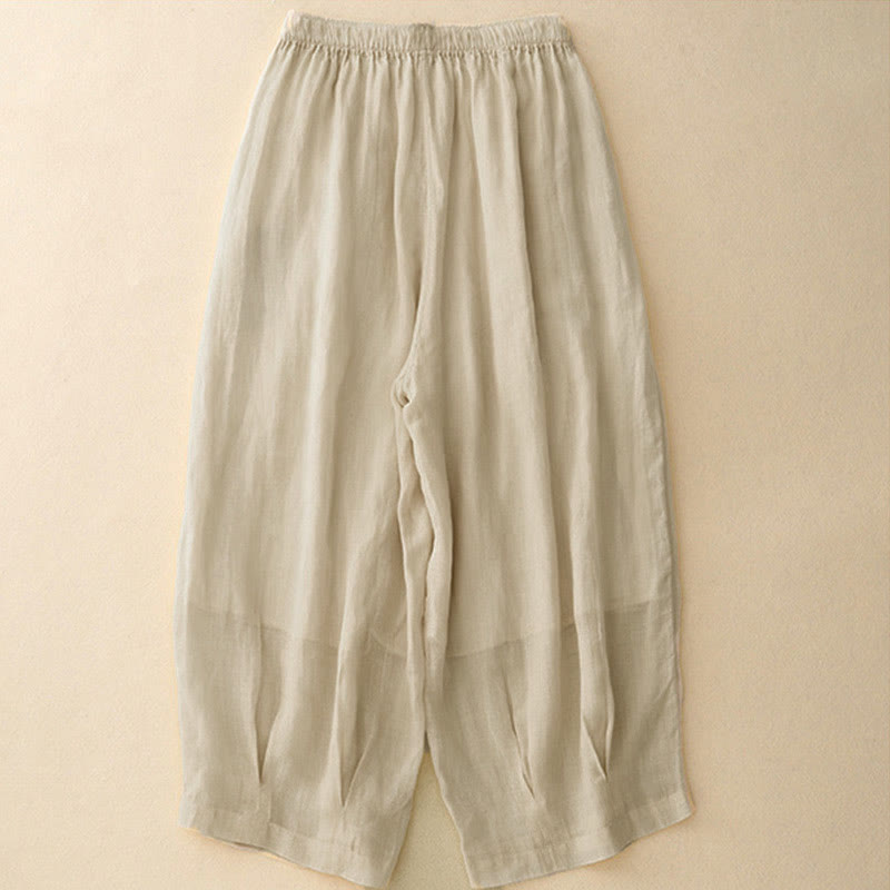 Pantaloni da donna corti con tasche, larghi e casual, a doppio strato, lunghezza 7-8, Buddha Stones - image 25