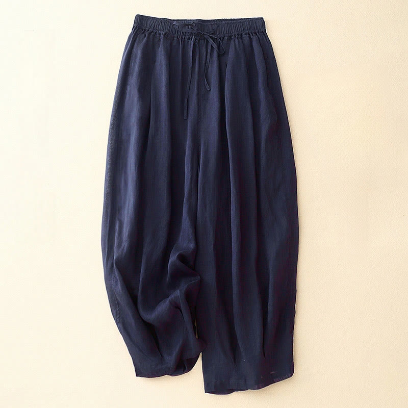 Pantaloni da donna corti con tasche, larghi e casual, a doppio strato, lunghezza 7-8, Buddha Stones - Blu notte - US8-10, UK/AU12-14, EU40-42 (2XL) - image 6