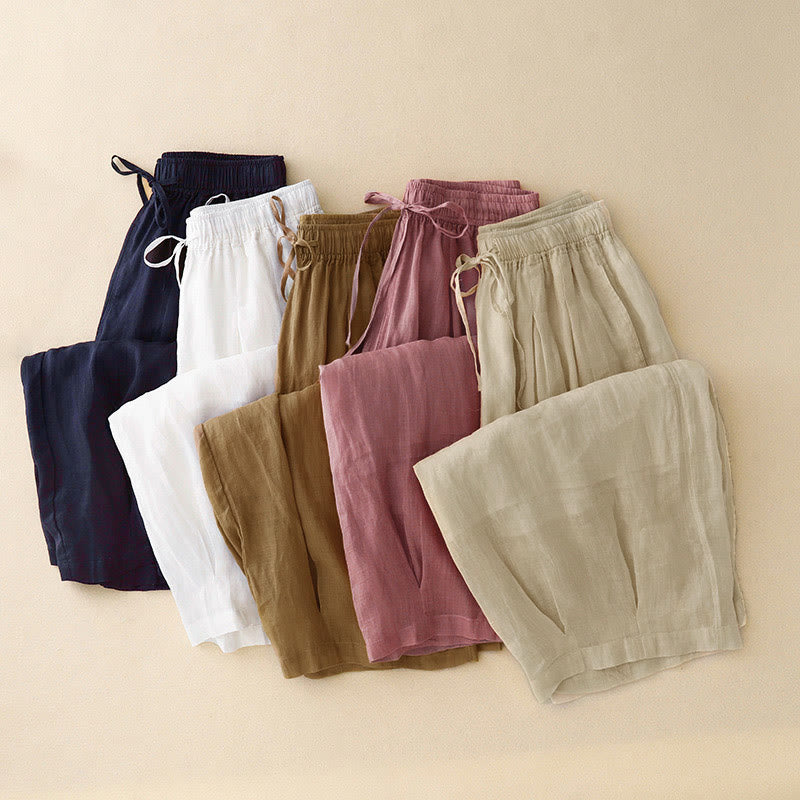 Pantaloni da donna corti con tasche, larghi e casual, a doppio strato, lunghezza 7-8, Buddha Stones - image 28