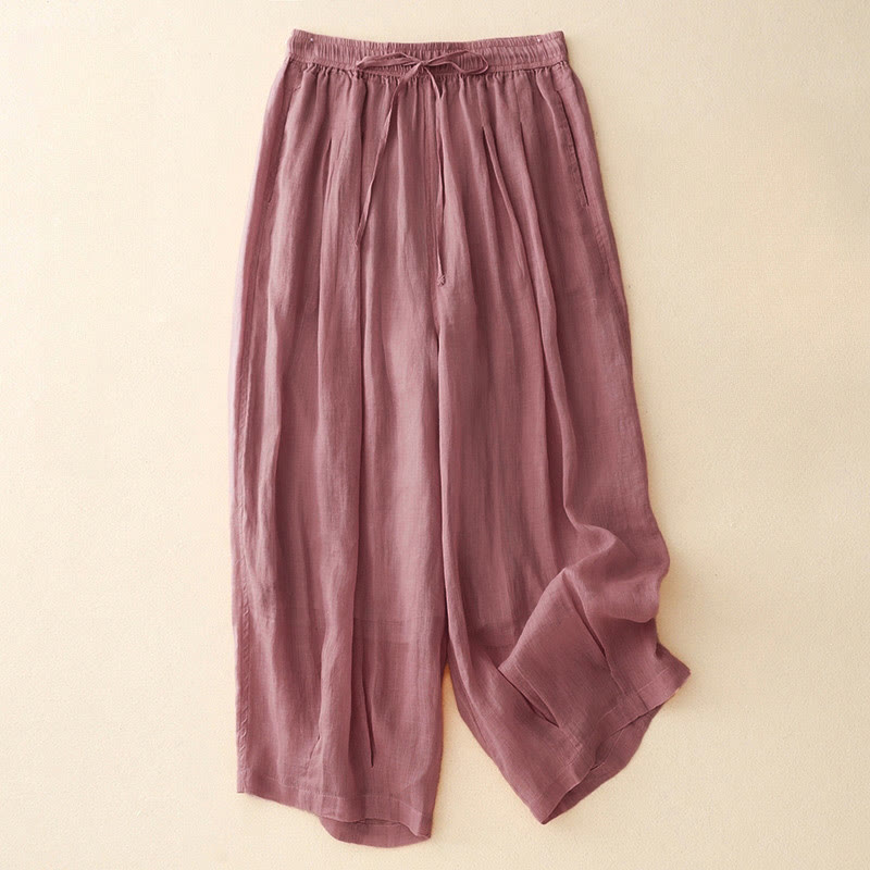 Pantaloni da donna corti con tasche, larghi e casual, a doppio strato, lunghezza 7-8, Buddha Stones - Rosa chiaro - US8-10, UK/AU12-14, EU40-42 (2XL) - image 16