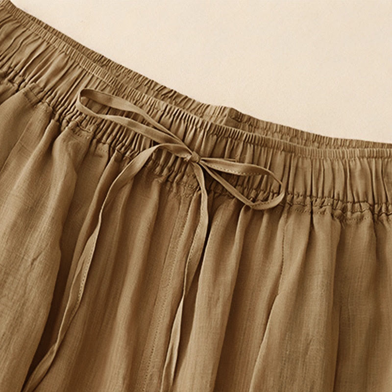 Pantaloni da donna corti con tasche, larghi e casual, a doppio strato, lunghezza 7-8, Buddha Stones - image 4