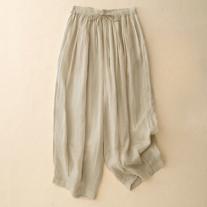 Pantaloni da donna corti con tasche, larghi e casual, a doppio strato, lunghezza 7-8, Buddha Stones - Beige - US8-10, UK/AU12-14, EU40-42 (2XL) - image 21