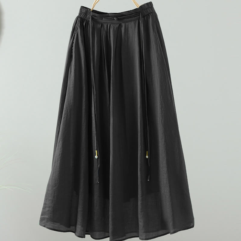 Gonna da donna con tasche e design a nappa in puro colore retrò estivo con Buddha Stones - Nero - US12, UK/AU16, EU44 (2XL) - image 17