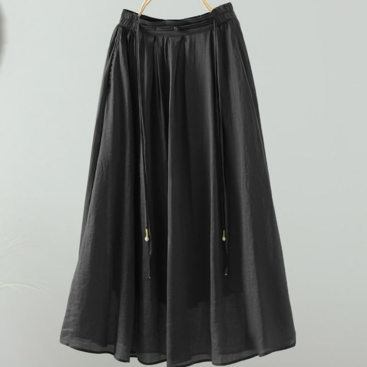 Gonna da donna con tasche e design a nappa in puro colore retrò estivo con Buddha Stones - Nero - US12, UK/AU16, EU44 (2XL) - image 17