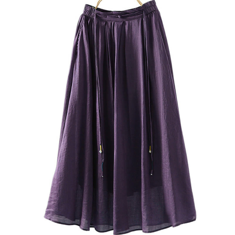 Gonna da donna con tasche e design a nappa in puro colore retrò estivo con Buddha Stones - Viola - US12, UK/AU16, EU44 (2XL) - image 15